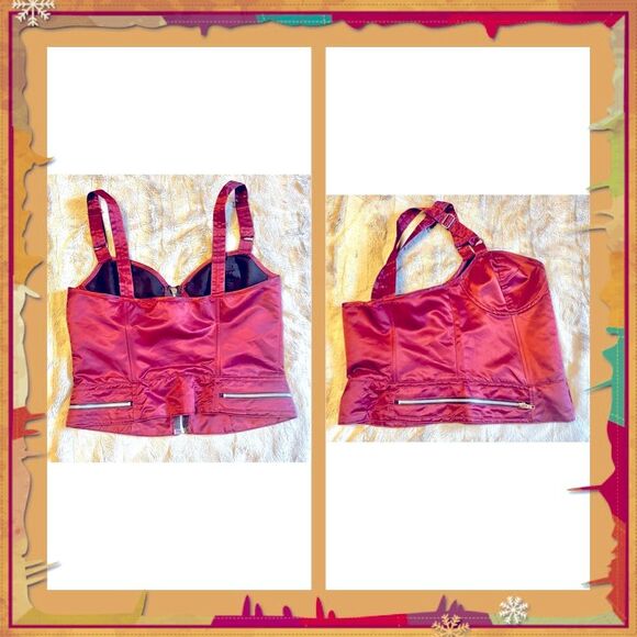 Vintage Lip Service Burgundy Skirt with Cargo Pockets & Top Set SZ Large - Picture 7 of 11